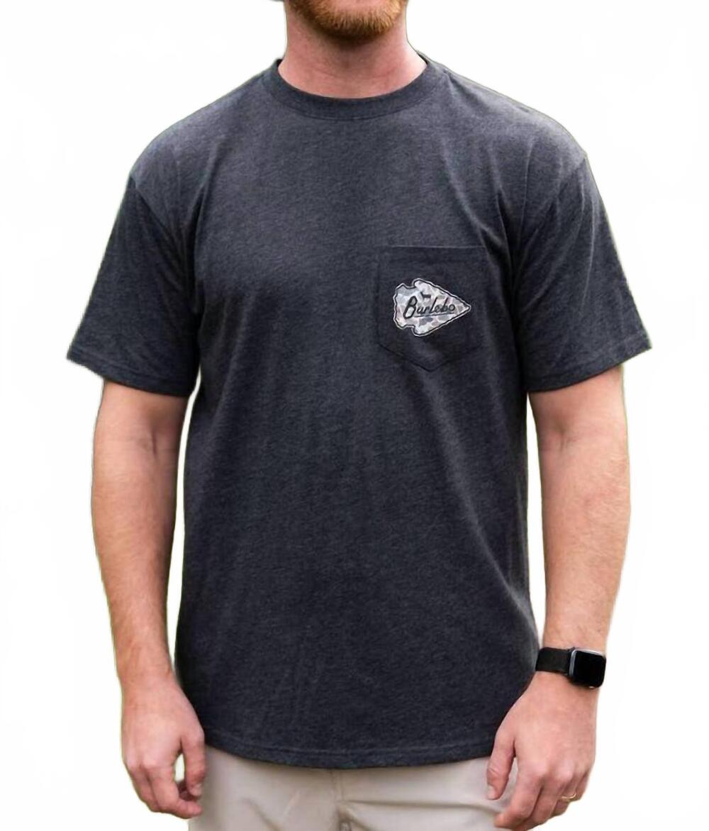 NEW BURLEBO arrowhead classic deer camo short sleeve pocket tee in black